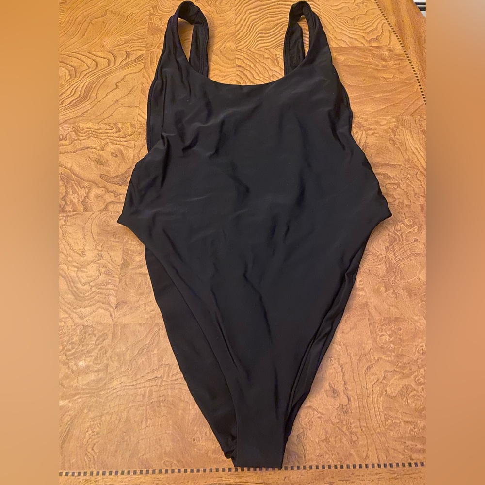 AERIE Black one piece swimsuit low back cut  size~ large